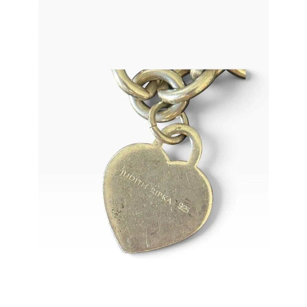 Judith Ripka 925 Sterling Silver Charm Bracelet 66g Heart Charms Designer